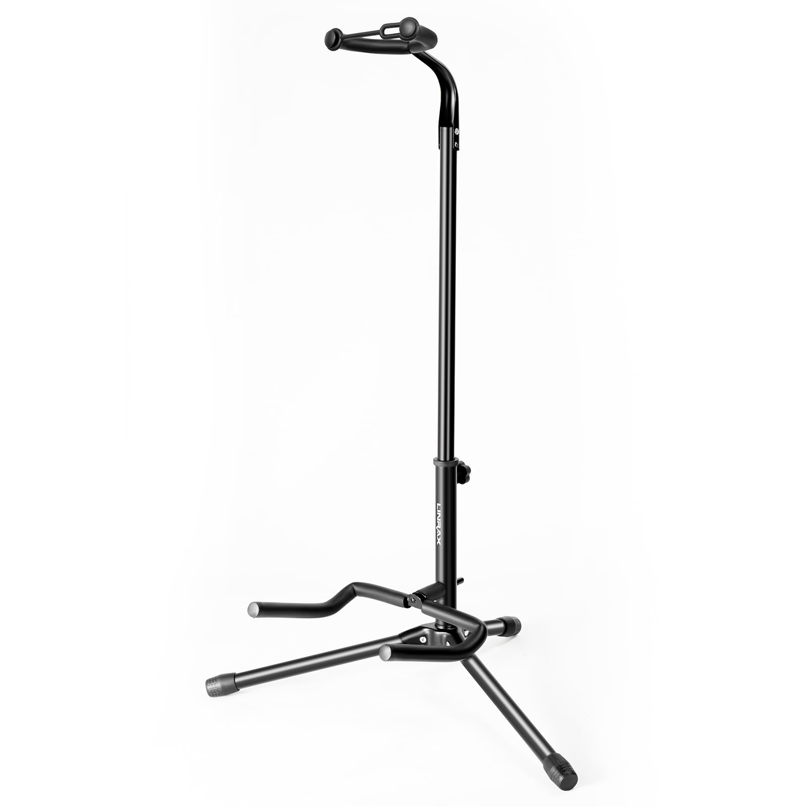 Linrax Guitar Stand with Neck Holder, Folding Guitar Stand, Adjustable Height, Non-Slip Rubber and Foam Arms