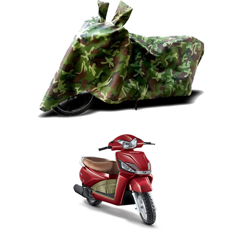 Image of 100% Water Resistant Full Bike Scooty Two Wheeler Body Cover Compatible For Mahindra Gusto VX /UV-Rays /Heat Protection /Birds Dropping /Scratchproof /Dust proof /Waterproof /All Varient[Green MJ]