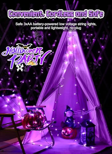 Image of Brightown Purple Battery Operated Christmas String Lights with Timer | 8ft 20LED Mini Christmas Tree Lights for Indoor Outdoor Bedroom Wedding Party Holiday Xmas Decoration