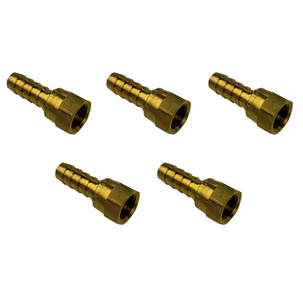 EDGE INDUSTRIAL 3/8" Hose ID to 3/8" 37° JIC Female Flare Brass Crimped Swivel Connector Fuel/AIR/Water/Oil/Gas/WOG (Qty 05)