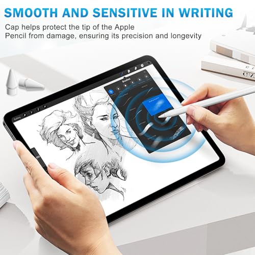 Image of TecoKart Accessories Set for Apple Pencil, 4 Pcs Tips Compatible with Apple Pencil 2nd /1st Generation, 2 Pcs Magnetic Replacement Caps and 1 Pcs Charging Adapter Compatible with Apple Pencil 1st Gen