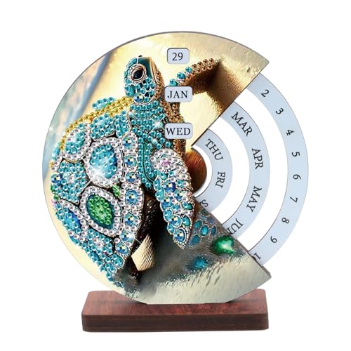 Tontut Diamond Painting kit Calendar Ornament Turtle DIY Desktop Decoration Creative Art Handicraft Suitable for Home Office Decoration and Holiday Gifts
