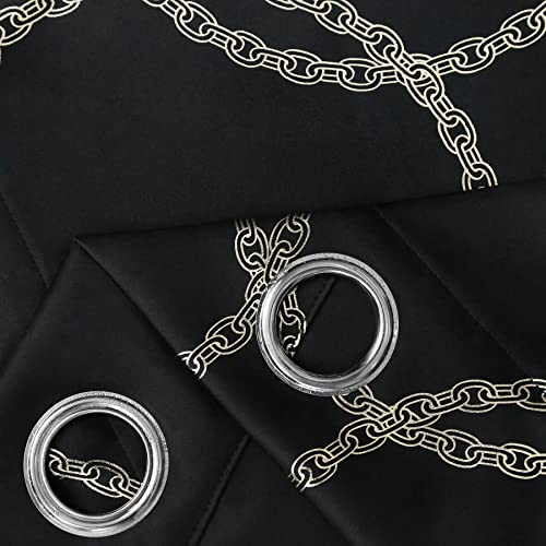 image for DADAFISHER Black and Gold Blackout Curtains 63 Length for Bedroom,Gold