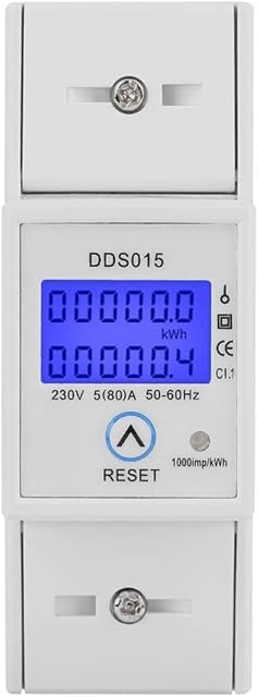 Hilitand Digital LCD Single Phase Energy Meter, 5-80A 230V 50Hz Din-Rail Energy Meter DDS015