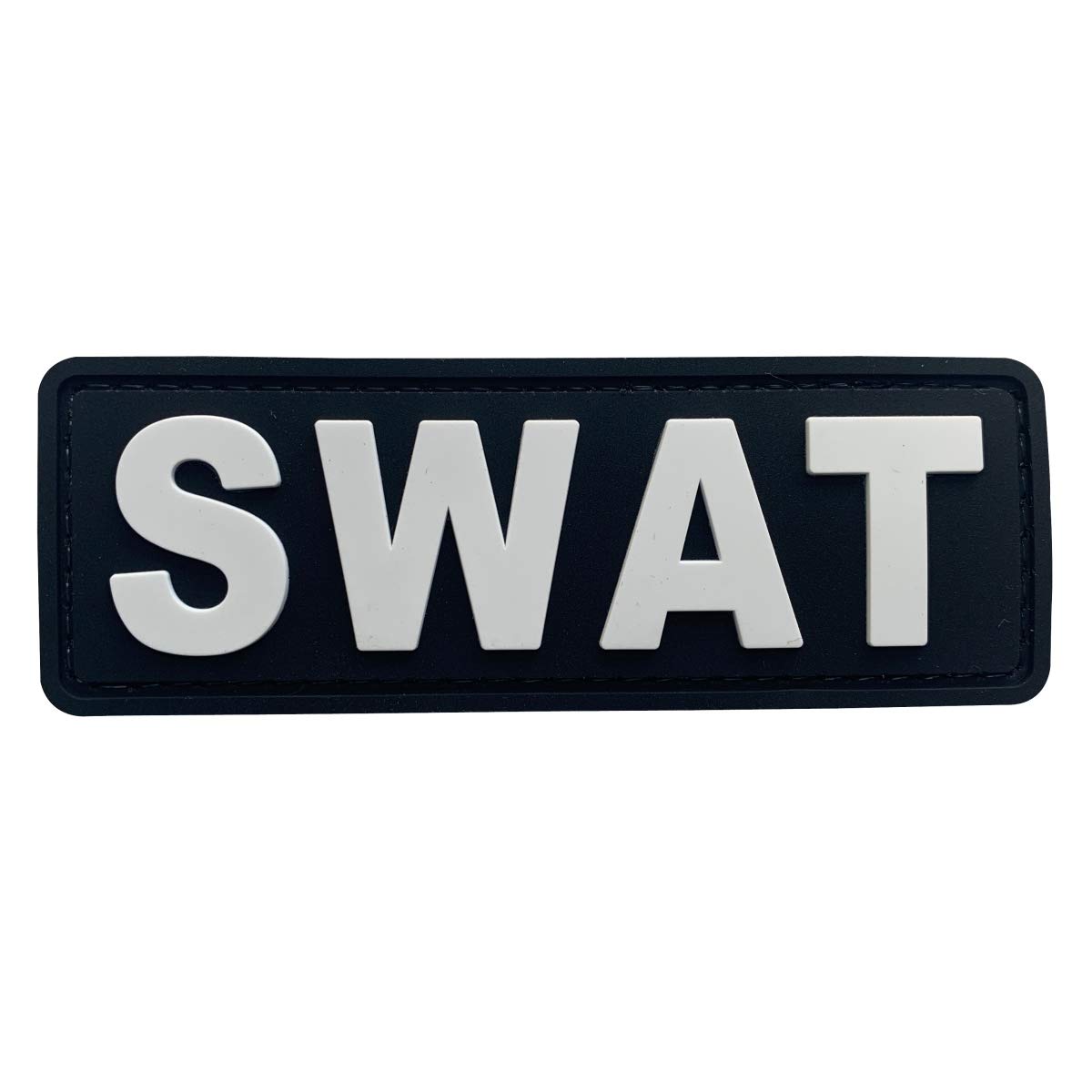 uuKen Small PVC Rubber Tactical Police SWAT Operator Team Patch 4x1.4 inches with Hook Fastener for Tactical Vest Clothes Combat Plate Carrier Law Enforcement (Black and White, Small 4"x1.4")