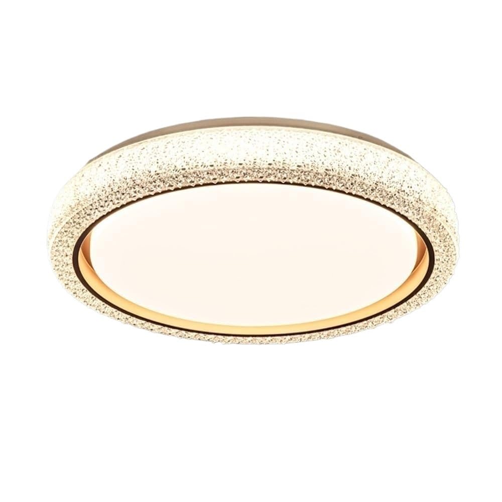 LUOYAOB Nordic Modern Round Crystal Ceiling Lights Textured Acrylic Shade Semi Flush Mount Ceiling Lamp Iron Frame Three-Color Mode Ceiling Light Fixture for Bedroom Living Room Study(50cm/19.6in)