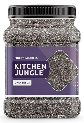 Image of Kitchen Jungle Raw CHIA SEEDS 600 gm Jar Pack | Diet Snacks | chia seeds for weight loss | Omega-3 | Non-GMO and Fibre Rich