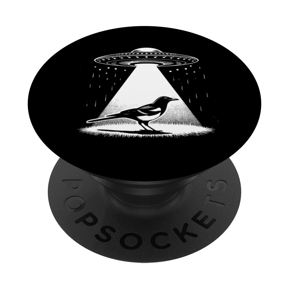 Magpie Dad Mom Lover - Funny Alien UFO PopSockets Standard PopGrip