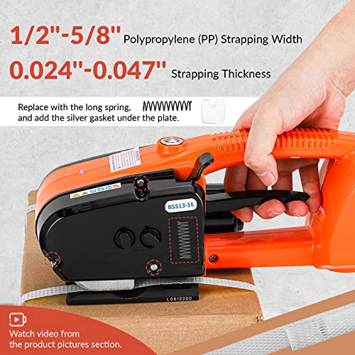 Baoshishan Electric Strapping Tool For 1/2 In-5/8 In Pp Pet Straps Automatic Strapping Machine 3000Mha Battery Powered For Packaging Strapping Box Pallet Portable Baler (Orange) #TOP1