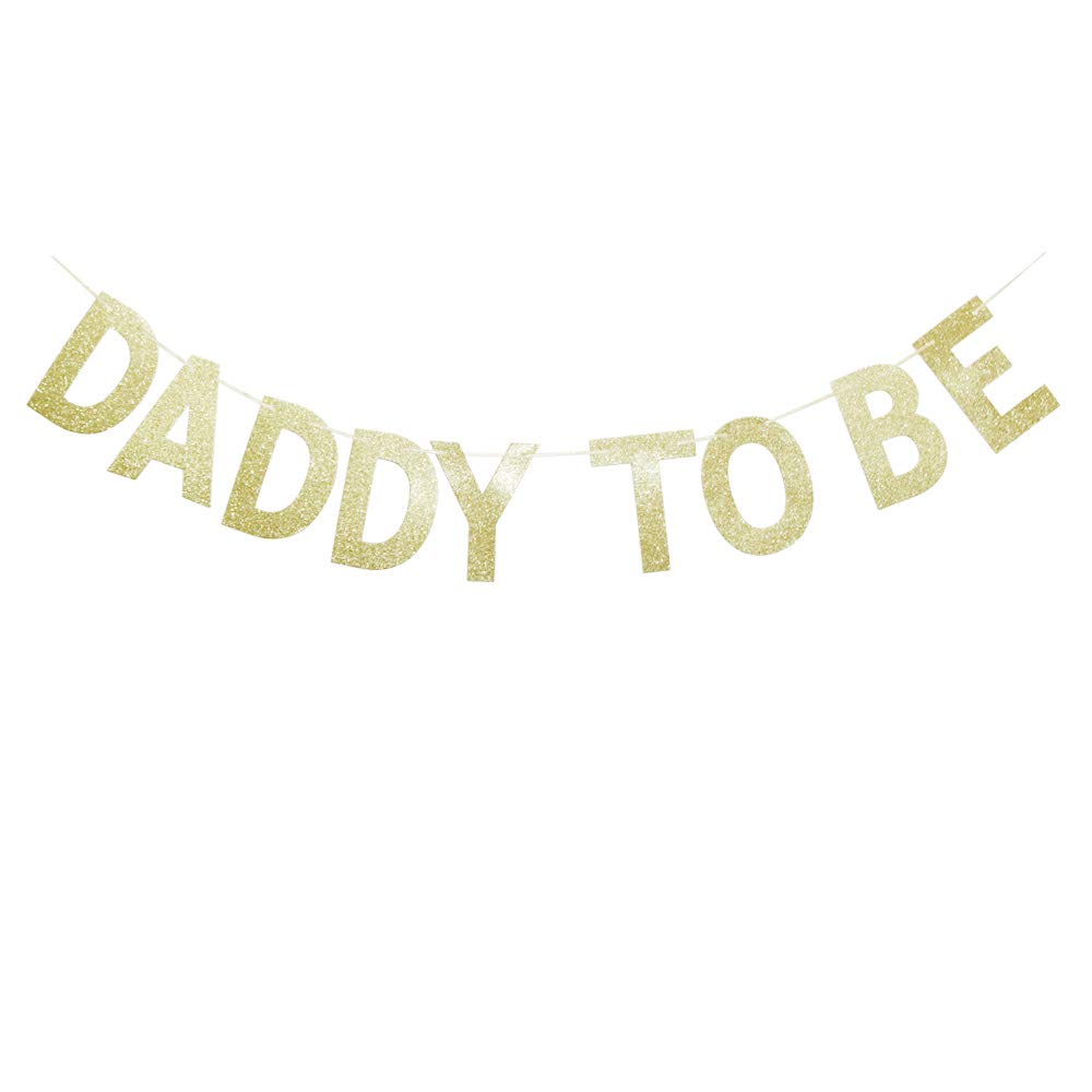 Daddy to Be Gold Glitter Banner for Baby Announcemrnt/Gender Reveal Party Sign Decorations