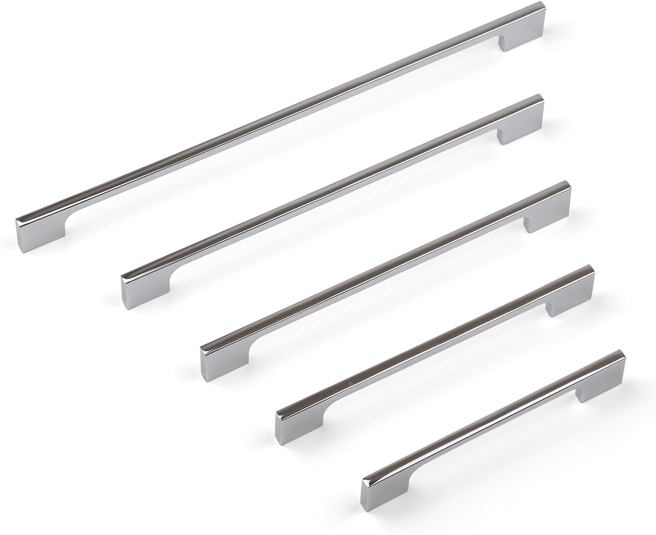 Handle & Home Polished Chrome Cabinet Handle 160mm – Modern Slim Zinc Drawer Pull for Kitchen Cupboards, Wardrobes and Furniture Doors