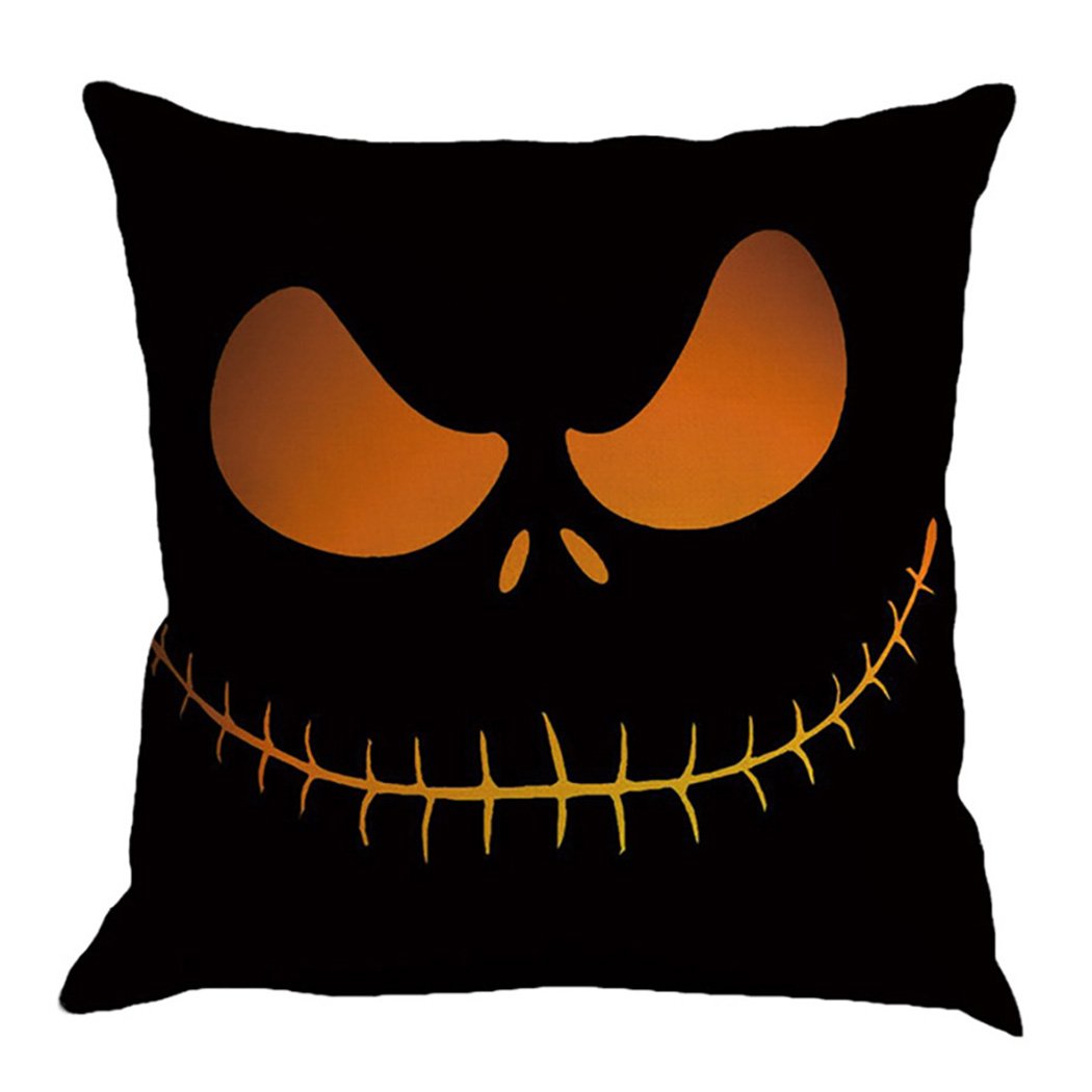 Outgeek Halloween Pillow Case Fashionable Pumpkin Witch Bat Pattern Throw Pillow Cover Cushion Cover