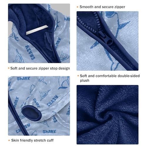 Shark Fish Girls Fleece Jacket Girls Fall Jacket Girls Zip Up Hoodie Girls Sherpa Jacket 2-10T3