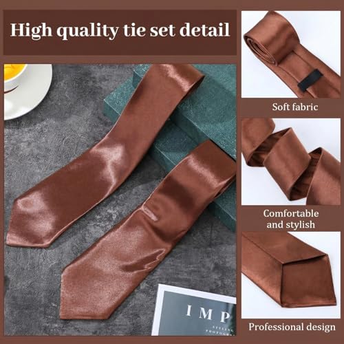 Image of Syhood 6 /12 /24 Pcs Men Ties Set Solid Satin Pure Color Business Formal Necktie Tie 57 inch for Men Occasion Wedding
