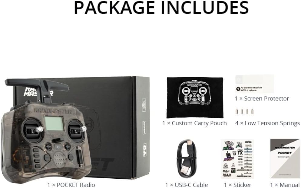 HTLNUZD Pocket EdgeTX Hall Gimbal Control Transmitter CC2500 / ELRS Up to 16CH for Radiomaster Portable Lightweight Built in LED Light Foldable Antenna with Pocket Color Case for FPV Drone