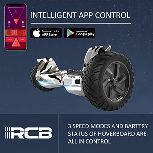 RCB HoverBoard 8.5 inch wheels all terrain Segways, APP control, Built in Bluetooth LED-Lights With powerful engine Self Balancing Off-Road Hoverboards, Gift for Teenagers and Adults