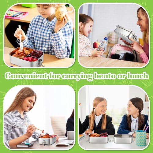 Image of Funnymoom 4 Pcs Stainless Steel Metal Bento 40 oz Leak Proof Metal Lunch Container 3 Compartment Packing Box Sandwich Container Bento Snack Box for Work Travel Adults