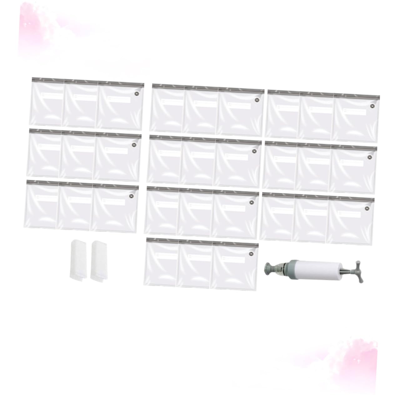 OFFSCH 13 Pack Vacuum Bags for Food Clips Pump for Camping Outdoor (10x21x22cm)