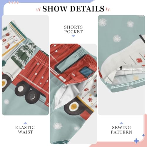Xmas Truck Snowflake Boys Long Pants Soft Trousers Elastic Waist Kids Lounge Bottoms with Pockets S-XL4