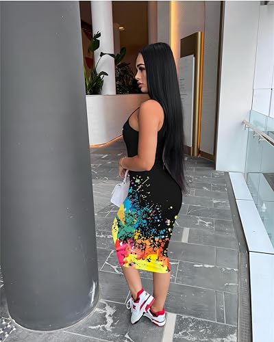Image of Nimsruc Women Casual Sexy Tank Top Bodycon Dress Summer Pencil Sleeveless Basic Midi Club Dresses