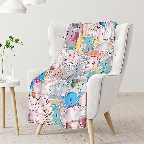Elephant Blanket Gifts - 60"x80" Cute Throw for Women Girls - Colorful Soft Fuzzy Blankets for Bed, Couch & Living Room