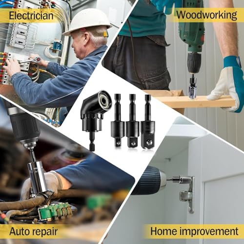 Image of 3Pcs 1 /4 inch 3 /8 inch 1 /2 inch Bits 360Rotatable,Impact Grade Socket Adapter /Extension Set Turns Power Drill Into High Speed Nut Driver,for Cordless Drills Ratchet Extension,Universal Socket Wrench Adapter Set