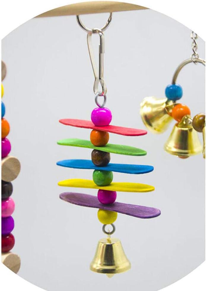 Bird Ladders Bird Toys Wooden Ladders Rocking Scratcher Perch Climbing Stairs With Bell Hamsters Bird Cage Parrot Pet Toys 2Pcs