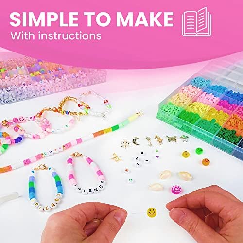 GirlBae 7000pcs Clay Beads Bracelet Making Kit for Girls  Friendship Jewellery Making Kit for Girls with Clay Beads for Jewelry Making - Friendship Bracelet Making Kit for Kids Adults