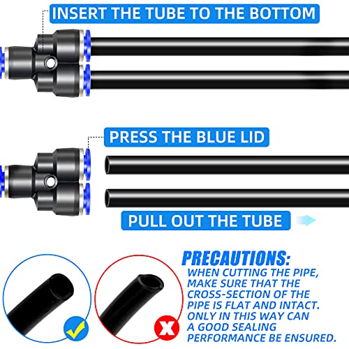 ERGAOBOY 40 piezas 4 mm OD Push To Connect Kits de neumáticos accesorios, 10 rectas 10 codos 10 Tee 10 divisores - Imagen 6