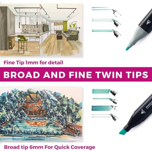 Image of 30 Colors Art Markers Sketch Pen Artist Art Marker Vibrant Colors Set For Kids Adult Coloring Sketching Drawing Painting With Carry Case,