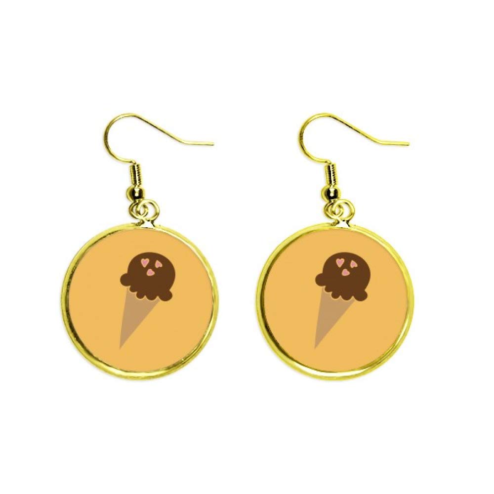Pendientes largos dorados de helado de chocolate con diseño elegante para mujer 2
