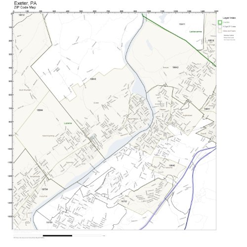 ZIP Code Wall Map of Exeter, PA ZIP Code Map Not Laminated