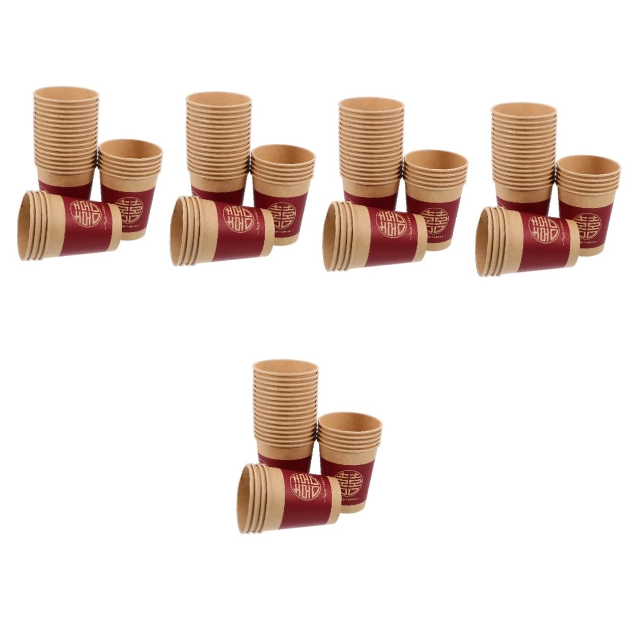ULTECHNOVO 5 zestawów Happy Cup Kubki Papierowe Papierowy Na Wesele Chińskie Kubki Weselne Kubki Weselne Na Przyjęcie Jednorazowe Kubki Weselne Na Napoje Filiżanki Do 50szt*5