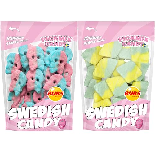 Bubs Swedish Candy - Tutti Frutti Rombs & Dizzy Skulls Bundle – 1 Pound, Packed in Two 1/2 lb Bags, Authentic Sweet & Sour Swedish Gummies – Straight from Sweden