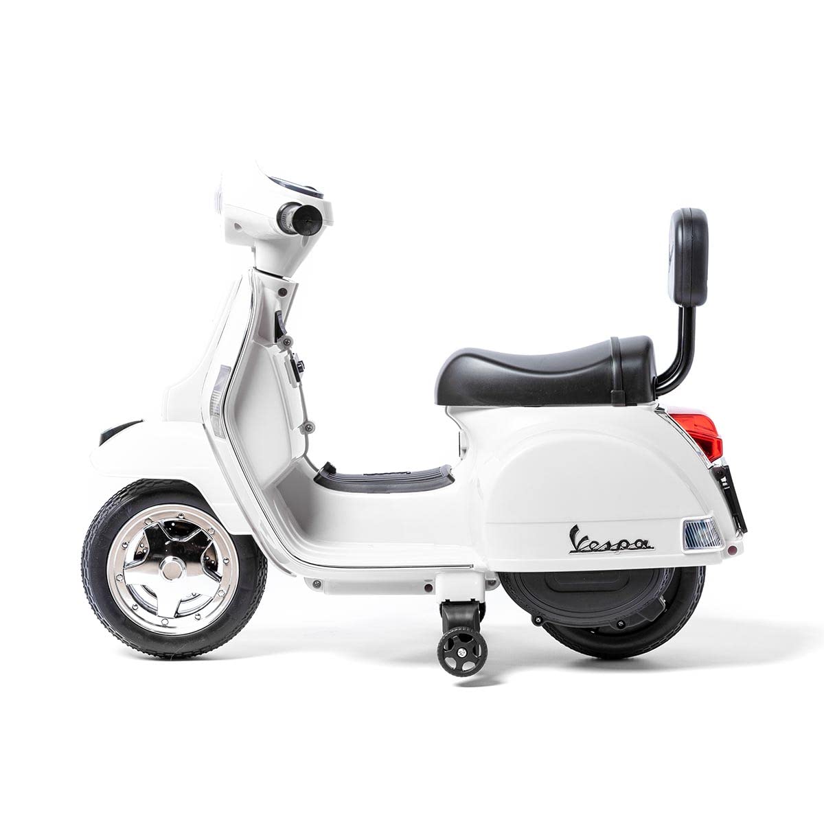 Vespa PX150 MINI Moto Elettrica Bianca per Bambini 6V con Luci LED, Musica, Ruote Laterali e Licenza Ufficiale Piaggio