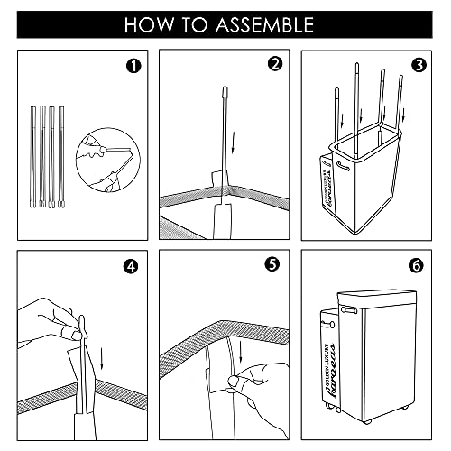 Caroeas X-Large Slim Laundry Baskets 27" Tall With Leather Handle (7 Colors), Laundry Basket On Wheels, Collapsible Laundry Hamper, Rolling Hamper Dorm Baskets #TOP4