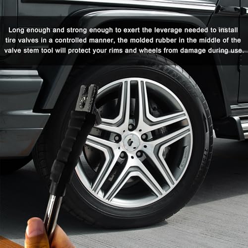 Image of Wevdn Valve Stem Puller, Automotive Tire Valve Stem Installation Tool with Rubber Boot, Universal Tire Valve Stem Valve Core Removal Tool for Most Vehicles, Car Accessories