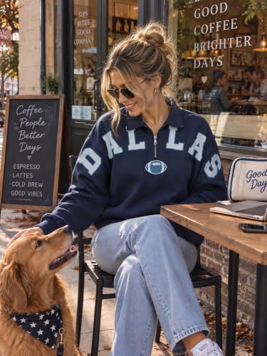 QLIPIN Football Sweatshirt Women Game Day Quarter Zip Pullover Top for Fan - image 6