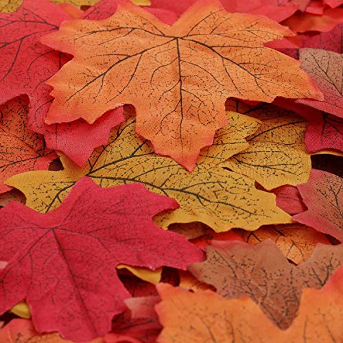 Luxbon – environ 150 Feuilles d'érable automnales artificielles, couleurs d’Automne – Excellents confettis de table pour les mariages et les fêtes automnales