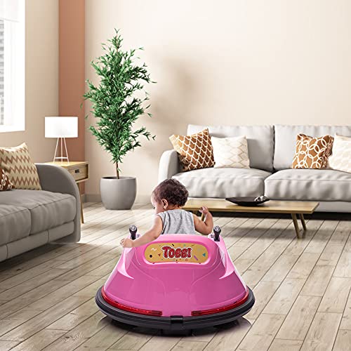 TOBBI 6V Kids Toy Electric Ride On Bumper Car Vehicle Remote Control 360 Spin ASTM-Certified (Pink)