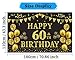 Trgowaul 60th Birthday Backdrop Gold and Black 5.9 X 3.6 Fts Happy Birthday Party Decorations Banner for Women Men Photography Supplies Background Happy Birthday Decoration