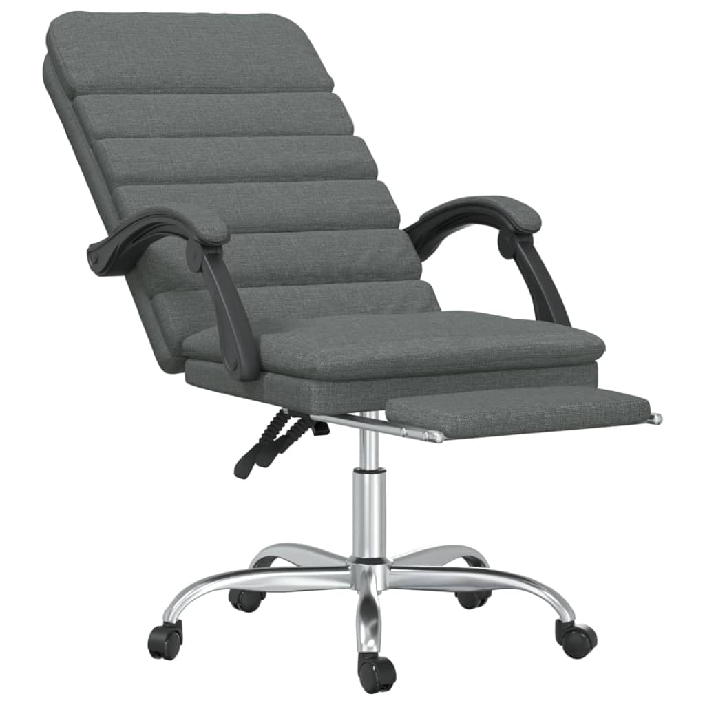 Silla de oficina de masaje gris oscuro, 110-120 cm, función reclinable, transpirable, marco de metal, oficina en casa, juegos
