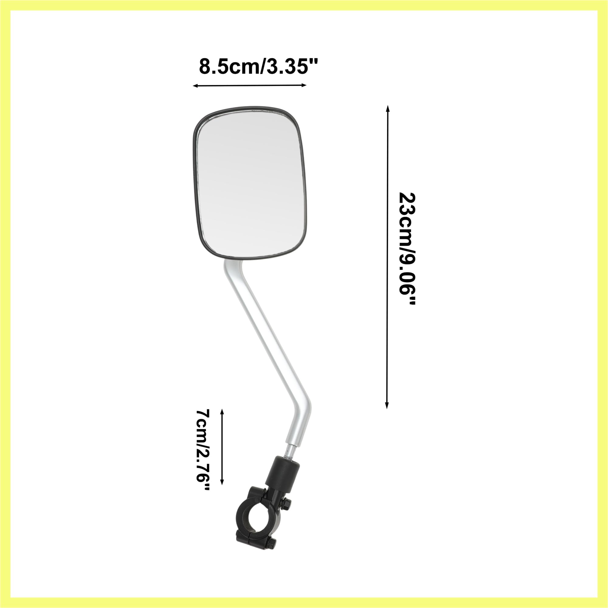 QUARKZMAN Rétroviseur De Vélo 360° Ajustable Vue Arrière Carré Pour Guidons 22-32mm VTT Ton Glacier Argenté 1 Paire Avec Base