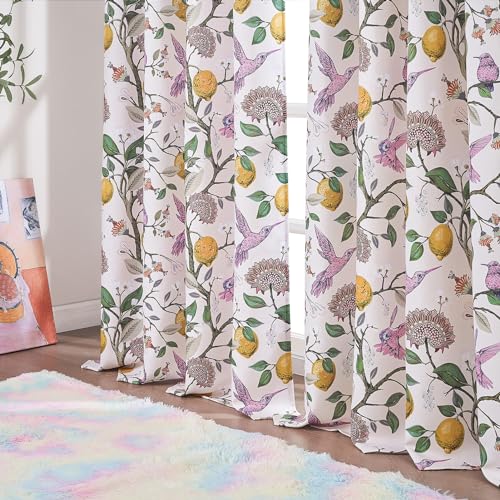 Topfinel Floral Curtains 84 Inch Length 2 Panels Set Pink Spring French Country Coquette Flower Hummingbird Blush Pink Blackout Curtains Preppy Nursery Girls Bedroom Aesthetic Living Dining Room thumb #3