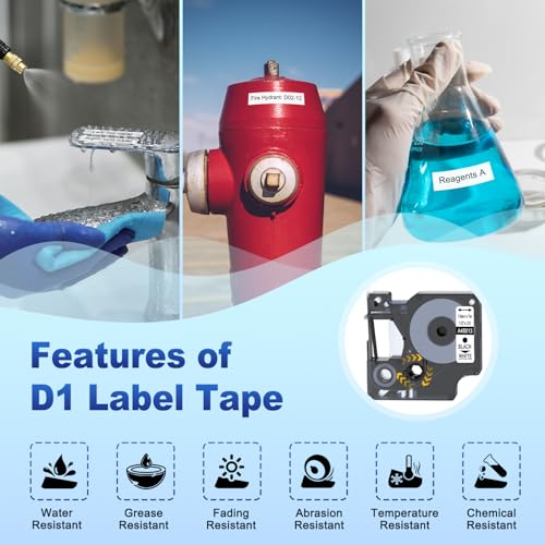 6-Pack Compatible Dymo D1 Label Tape 45013 Replace for DYMO Label Maker Refills a45013 S0720530, Black on White,1/2 Inch x 23 Ft for Dymo LabelManager 160 280 210D 420P 360D PnP La image 2