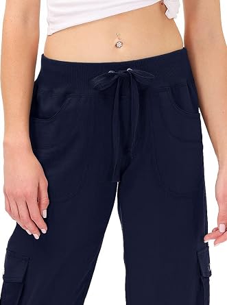 MoFiz Womens Capris with Pockets Loose Fit Casual Capri Pants Dressy Lightweight Ladies Baggy Cargo Pants for Hiking