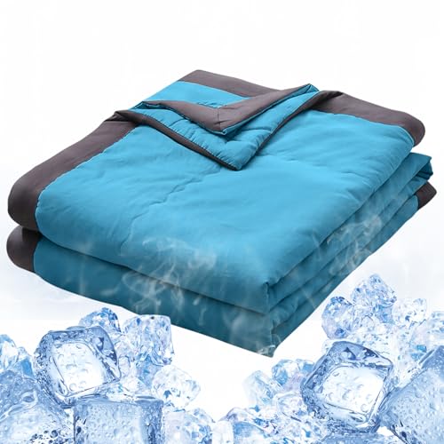 Winuoyang Cooling Blanket for Night Sweats, Breathable Lightweight Blanket for Summer Hot Weather 100x140cm (Blue)