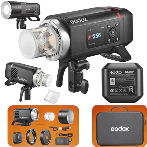 Godox AD400 Pro II Flash 400Ws TTL, AD400Pro II 2.4G HSS 1/8000s Monotorcia da Studio Portatile Con Lampada LED Bi-Color 30W, Display OLED, Attacco Bowens/Godox, 460 Scatti a Piena Potenza