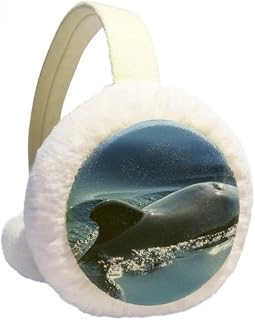 Ocean Water Sea Whale Science Nature Picture Winter Ear Warmer Cable Knit Furry Fleece Earmuff Outdoor