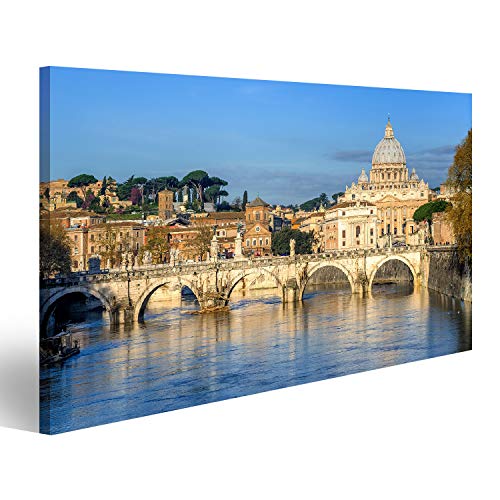 Cuadro sobre lienzo Basílica de San Pedro en el Vaticano y Ponte Sant'Angelo Puente Sobre El Tíber Roma Italia Mural Póster Impresión Imágenes